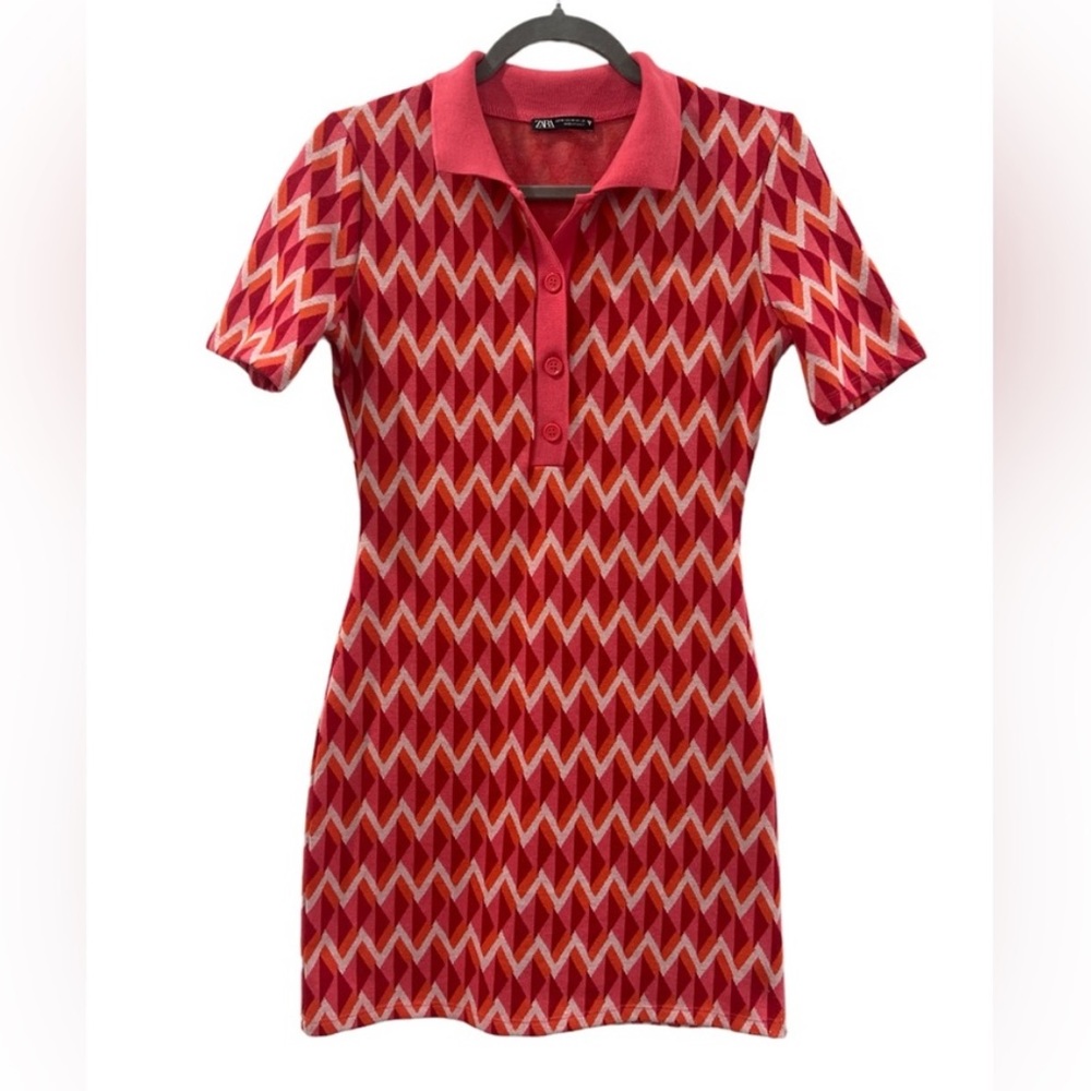 Zara jacquard dress hot pink L
